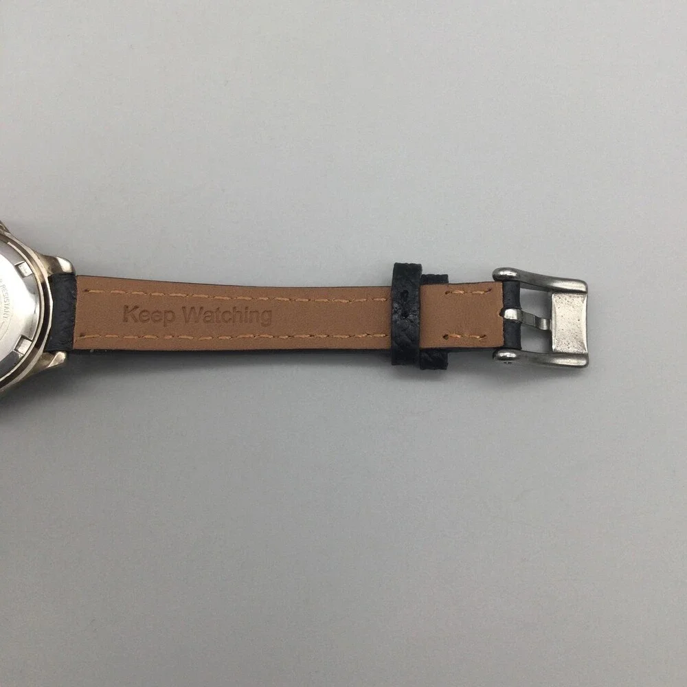 Guess Waterpro Womens Watch 28mm Blue Dial Black Leather 50M New Battery